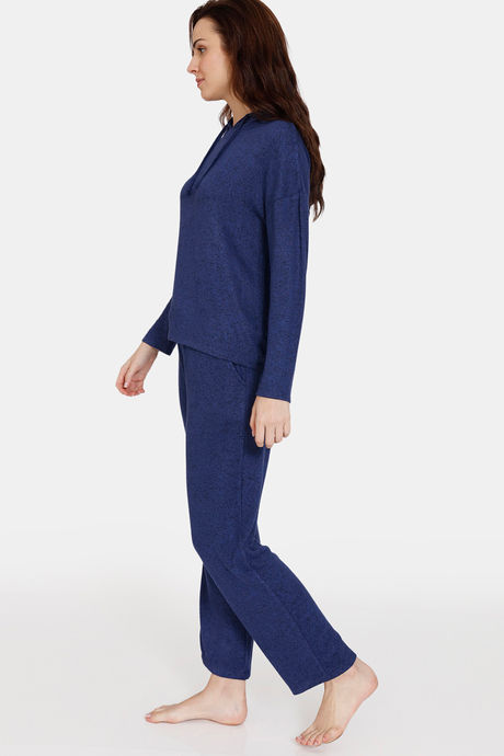 Zivame Jaspe Knit Poly Lifewear Set - Medieval Blue — image 2